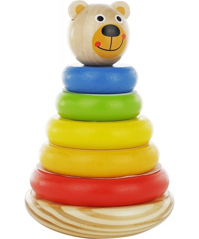 Adorable Bear Wooden Ring Colorful Rainbow Stacker - Solid Wood Educational Baby Toy for Toddler Boys and Girls - Classic Dev...