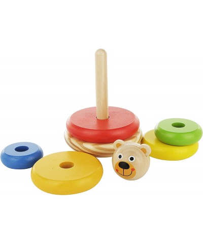 Adorable Bear Wooden Ring Colorful Rainbow Stacker - Solid Wood Educational Baby Toy for Toddler Boys and Girls - Classic Dev...