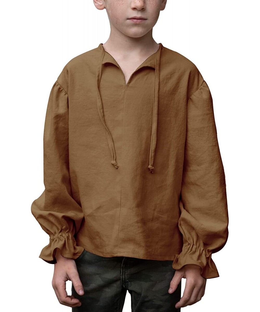 Boys Medieval Pirate Costume Shirt Kids Medieval Renaissance Ruffled Long Sleeve Halloween Scottish Jacobite Tops $48.25 Kids...