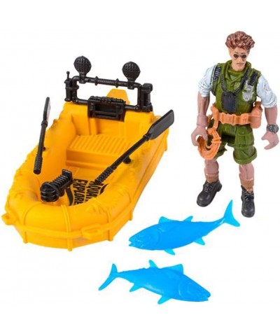 Small Aquatic Play Set for Kids Cool Playset with Action Figure Floating Boat and 2 Fish Fun Bathtub Toys for Kids Great Birt...