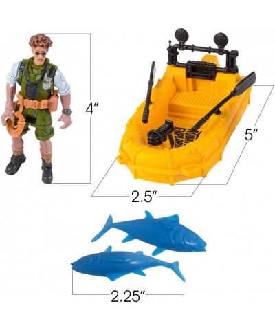 Small Aquatic Play Set for Kids Cool Playset with Action Figure Floating Boat and 2 Fish Fun Bathtub Toys for Kids Great Birt...