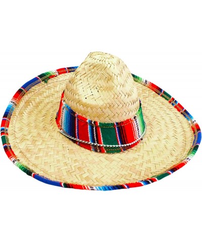 Child Sombrero Hat with Serape Trim Straw Hat for Cinco de Mayo Mexican Serape Costume $21.97 Kids' Dress-Up Accessories