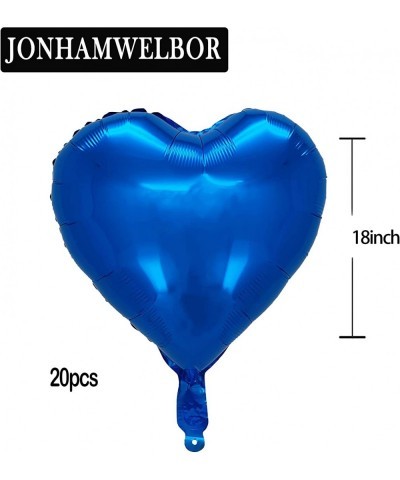 20 Pack Blue?Heart Balloons Metallic Blue?Heart Foil Balloons 18 inch Heart Shape Helium Aluminum Mylar Balloons for Boys Bir...