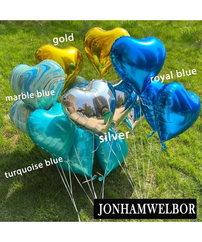 20 Pack Blue?Heart Balloons Metallic Blue?Heart Foil Balloons 18 inch Heart Shape Helium Aluminum Mylar Balloons for Boys Bir...