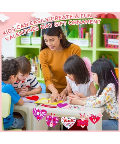 675 Pieces Valentines Day Crafts DIY Felt Heart Kids Valentine Craft Kits Include Felt Hearts Pom-poms Cleaners Googly Eyes G...