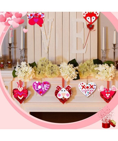 675 Pieces Valentines Day Crafts DIY Felt Heart Kids Valentine Craft Kits Include Felt Hearts Pom-poms Cleaners Googly Eyes G...