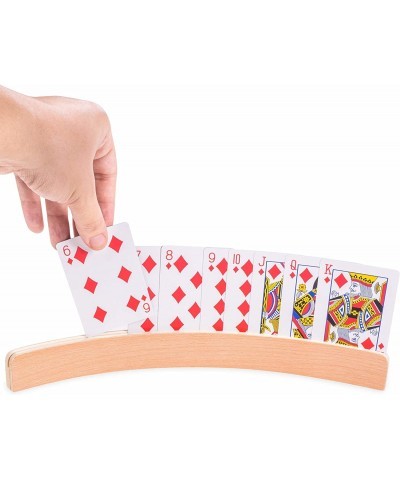 4-pack Premium Wooden Card Holders | Holds Up to 20 Cards Hands-free | Curved Wood Playing Card Organizer for Adults Kids & S...