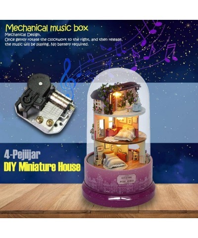 DIY Miniature Dollhouse Kit with Furniture Spin Rotate Music Box LED Wooden Mini House Set Best Gift Birthday Christmas Valen...