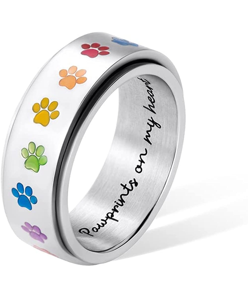 Custom Anxiety Rings Fidget Rings for Women Men Rainbow Stainless Steel Personalized Engraved Stress Relief Spinner Rings Pet...