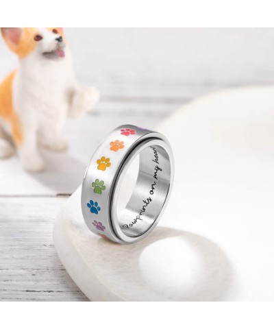 Custom Anxiety Rings Fidget Rings for Women Men Rainbow Stainless Steel Personalized Engraved Stress Relief Spinner Rings Pet...