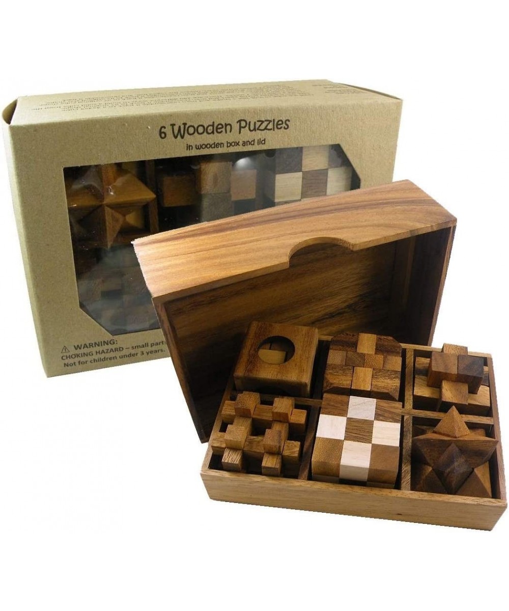 6 Wooden Puzzle Gift Set in A Wood Box - 3D Unique IQ Puzzles $49.71 Brain Teaser Puzzles