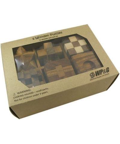 6 Wooden Puzzle Gift Set in A Wood Box - 3D Unique IQ Puzzles $49.71 Brain Teaser Puzzles