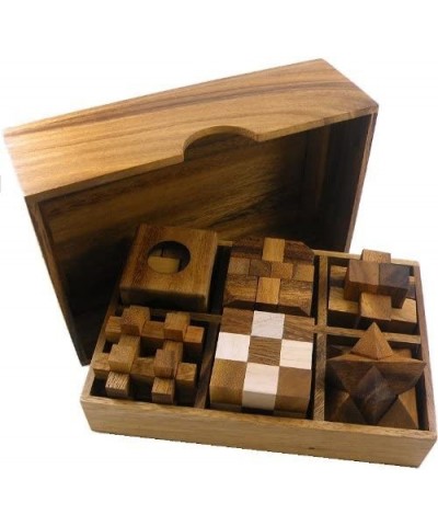 6 Wooden Puzzle Gift Set in A Wood Box - 3D Unique IQ Puzzles $49.71 Brain Teaser Puzzles