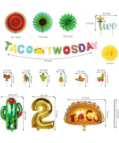 Taco Twosday Birthday Party Decorations - 2nd Fiesta Birthday Party with Fiesta Paper Fans Taco Twosday Banner for 2nd Birthd...