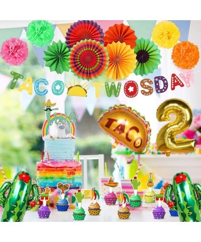 Taco Twosday Birthday Party Decorations - 2nd Fiesta Birthday Party with Fiesta Paper Fans Taco Twosday Banner for 2nd Birthd...