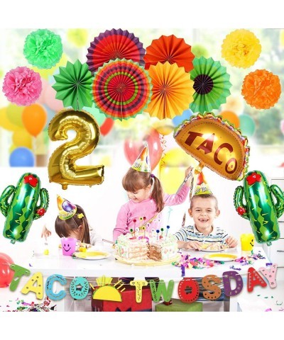 Taco Twosday Birthday Party Decorations - 2nd Fiesta Birthday Party with Fiesta Paper Fans Taco Twosday Banner for 2nd Birthd...