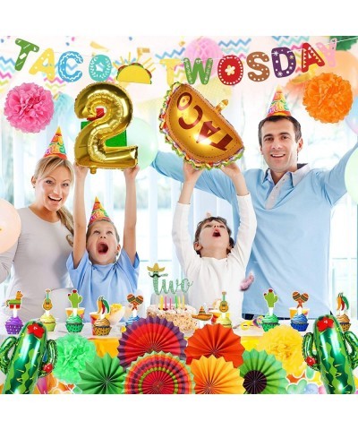 Taco Twosday Birthday Party Decorations - 2nd Fiesta Birthday Party with Fiesta Paper Fans Taco Twosday Banner for 2nd Birthd...