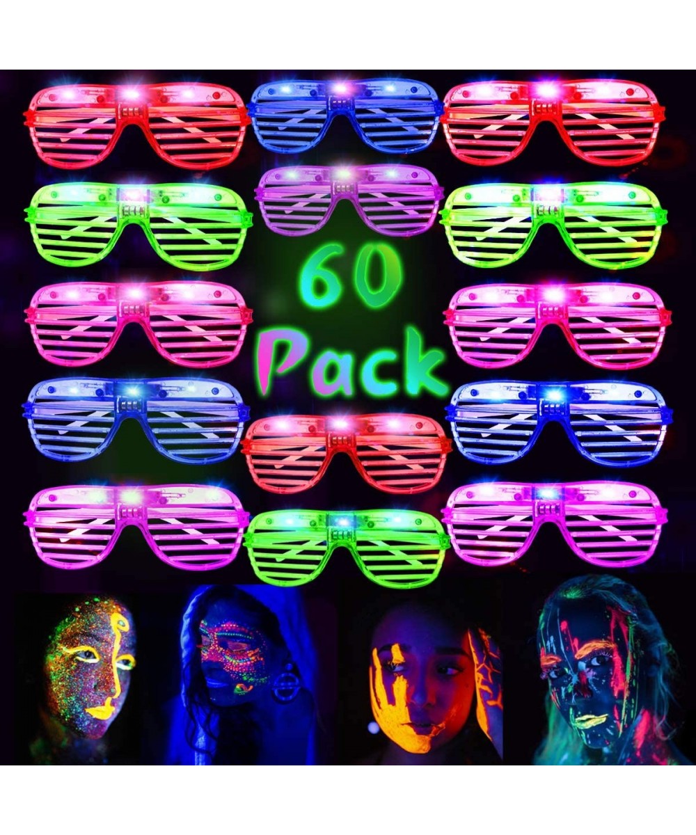 60 Pack LED Party Light Up Glasses 5 Colors Light Up Shutter Shades Glow in The Dark New Year Gifts RaveClassroom Events Carn...