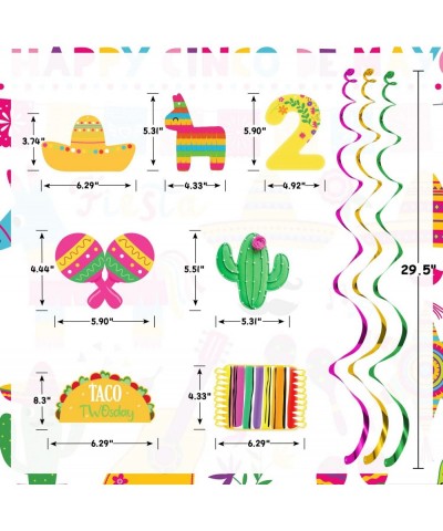 20Pcs Taco Twosday Birthday Party Hanging Swirl Decorations Mexican Fiesta 2nd Birthday Decorations for Taco Twosday Mexican ...