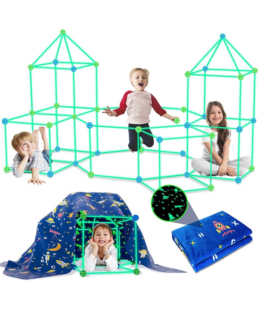 160PCS Kids Fort Building Kit Glow in the Dark Build a Fort with Blanket STEM Educational Toys for 4 5 6 7 8 9 10 11 12 Years...