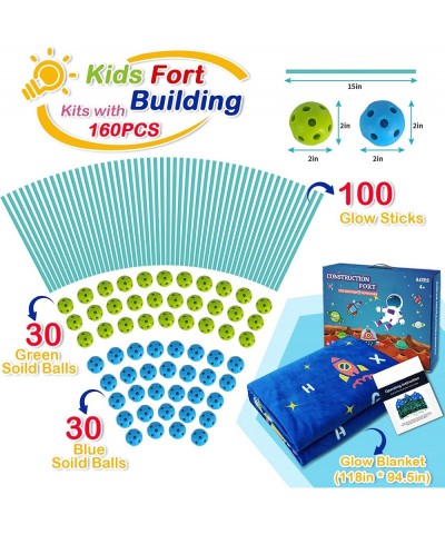 160PCS Kids Fort Building Kit Glow in the Dark Build a Fort with Blanket STEM Educational Toys for 4 5 6 7 8 9 10 11 12 Years...