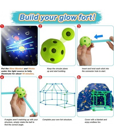 160PCS Kids Fort Building Kit Glow in the Dark Build a Fort with Blanket STEM Educational Toys for 4 5 6 7 8 9 10 11 12 Years...