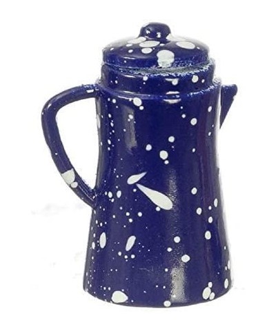 Dollhouse Blue Spotted Coffee Pot Miniature Kitchen Accessory Metal 1:12 Scale $17.49 Dollhouse Accessories