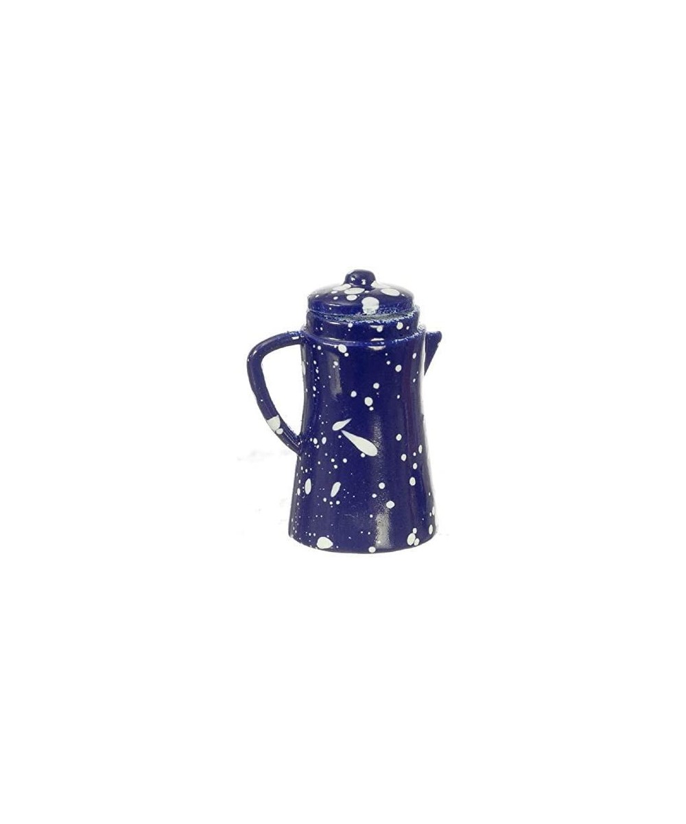 Dollhouse Blue Spotted Coffee Pot Miniature Kitchen Accessory Metal 1:12 Scale $17.49 Dollhouse Accessories