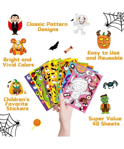 40 Sheets Halloween Stickers for Kids Halloween Make A Face Stickers Halloween Party Favors for Kids $18.73 Kids' Stickers