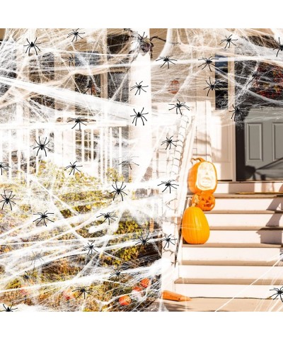 1000 sqft Spider Web Halloween Decorations with 100 Fake Spiders Stretchy Spider Web Stretch Cobwebs for Halloween Decoration...