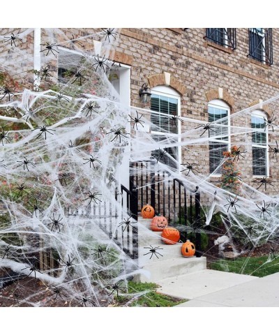 1000 sqft Spider Web Halloween Decorations with 100 Fake Spiders Stretchy Spider Web Stretch Cobwebs for Halloween Decoration...