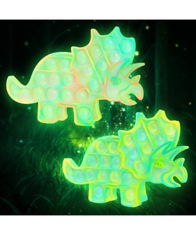 Glow in The Dark Dinosaur: 2Pack Fluorescent Dinosaur Anti-Anxiety Push POP Bubbles Sensory Dinosaur Bubble Popper Toys for B...