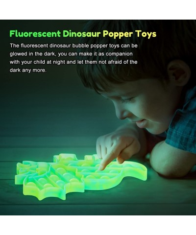 Glow in The Dark Dinosaur: 2Pack Fluorescent Dinosaur Anti-Anxiety Push POP Bubbles Sensory Dinosaur Bubble Popper Toys for B...