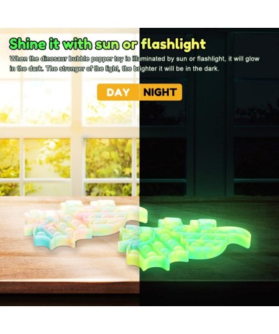 Glow in The Dark Dinosaur: 2Pack Fluorescent Dinosaur Anti-Anxiety Push POP Bubbles Sensory Dinosaur Bubble Popper Toys for B...