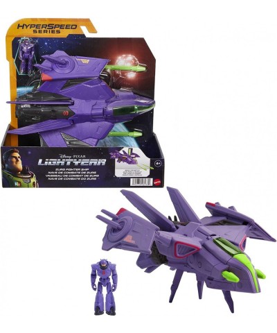 Disney Pixar Lightyear Hyperspeed Series Zurg Fighter Ship 9.25 Inches Long Authentic Detail with Zurg Figure 2.25 Inches Tal...