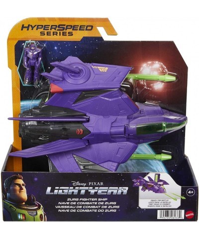 Disney Pixar Lightyear Hyperspeed Series Zurg Fighter Ship 9.25 Inches Long Authentic Detail with Zurg Figure 2.25 Inches Tal...