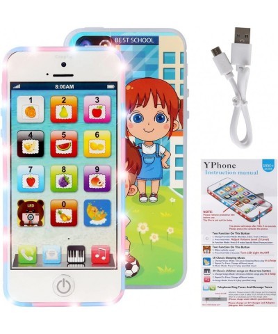 Yphone Phone Toy Toddler Mobile Smart Phone Play Music Learning English Educational Ringtone Lighting for Baby Kids Children ...