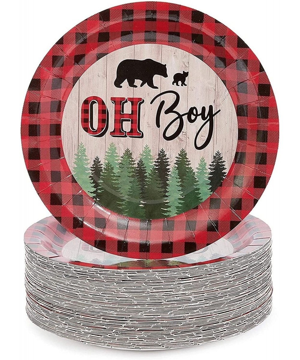 80 Pack Oh Boy Buffalo Plaid Paper Party Plates for Lumberjack Baby Shower Supplies (9 In) $28.47 Kids' Party Tableware