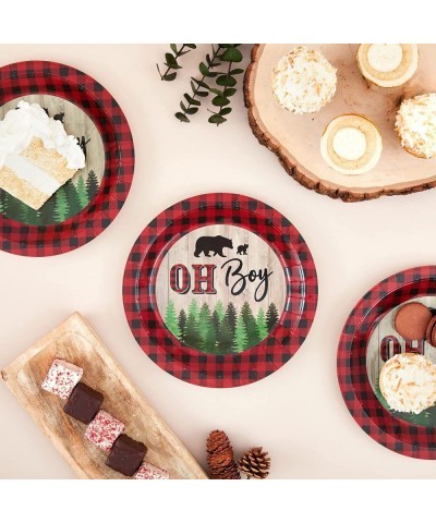 80 Pack Oh Boy Buffalo Plaid Paper Party Plates for Lumberjack Baby Shower Supplies (9 In) $28.47 Kids' Party Tableware