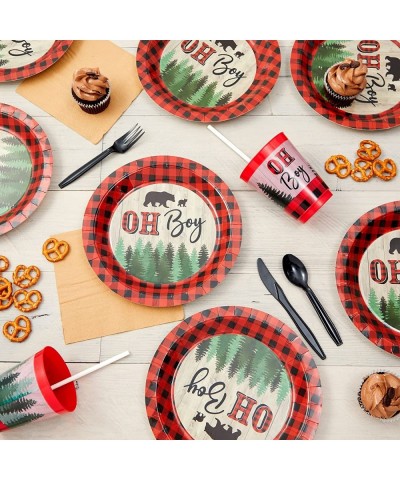 80 Pack Oh Boy Buffalo Plaid Paper Party Plates for Lumberjack Baby Shower Supplies (9 In) $28.47 Kids' Party Tableware