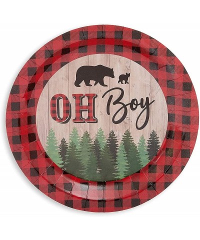 80 Pack Oh Boy Buffalo Plaid Paper Party Plates for Lumberjack Baby Shower Supplies (9 In) $28.47 Kids' Party Tableware