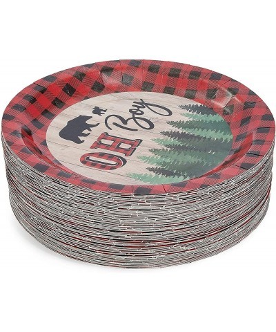 80 Pack Oh Boy Buffalo Plaid Paper Party Plates for Lumberjack Baby Shower Supplies (9 In) $28.47 Kids' Party Tableware