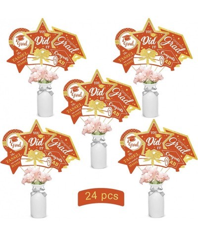 Orange and Gold Graduation Decorations Set of 24 Class of 2023 Table Decor Congrats Grad Party Centerpiece Sticks Table Toppe...