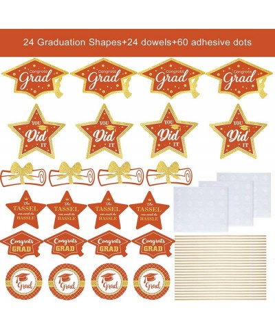 Orange and Gold Graduation Decorations Set of 24 Class of 2023 Table Decor Congrats Grad Party Centerpiece Sticks Table Toppe...