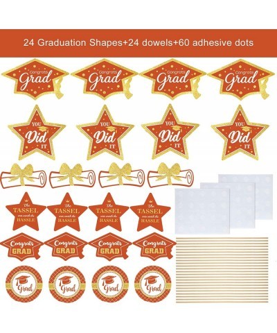 Orange and Gold Graduation Decorations Set of 24 Class of 2023 Table Decor Congrats Grad Party Centerpiece Sticks Table Toppe...