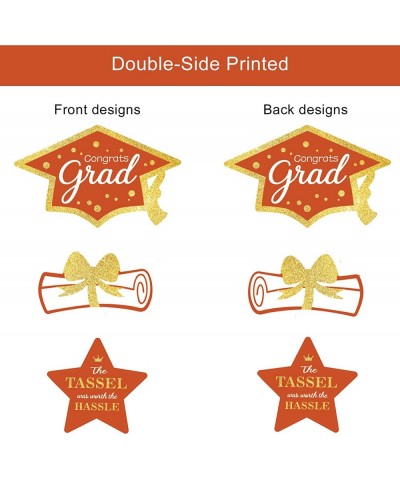 Orange and Gold Graduation Decorations Set of 24 Class of 2023 Table Decor Congrats Grad Party Centerpiece Sticks Table Toppe...