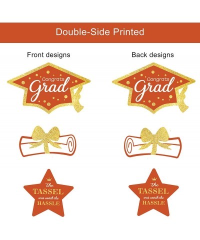 Orange and Gold Graduation Decorations Set of 24 Class of 2023 Table Decor Congrats Grad Party Centerpiece Sticks Table Toppe...