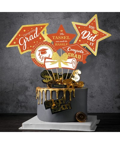 Orange and Gold Graduation Decorations Set of 24 Class of 2023 Table Decor Congrats Grad Party Centerpiece Sticks Table Toppe...