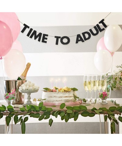 18th Birthday Time to Adult Banner Happy 18th Birthday Party Decorations Glitter 18 Years Party Supplies Sign for Girls Boys ...