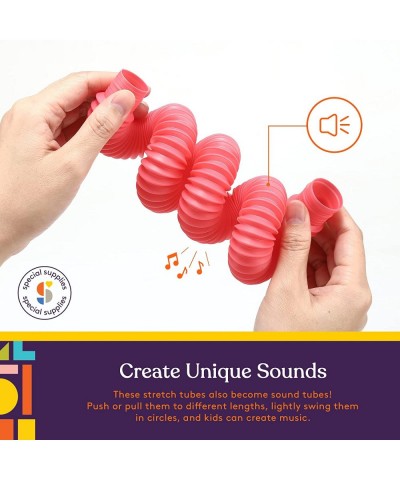 16-Pack Pull and Stretch Fun Tubes for Kids - Pop Bend Build and Connect Toy Provide Tactile and Auditory Sensory Play Colorf...